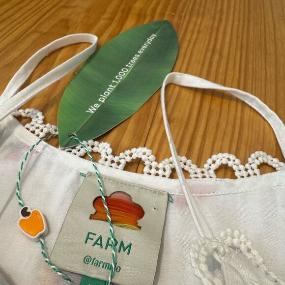 NWT Farm Rio White Linen Blend Mixed Cross Stitch Flowers Midi Dress M - Picture 8 of 16